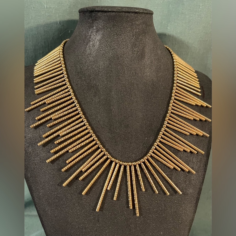 Vintage Pierre Cardin Spiked Collar Necklace Gold tone